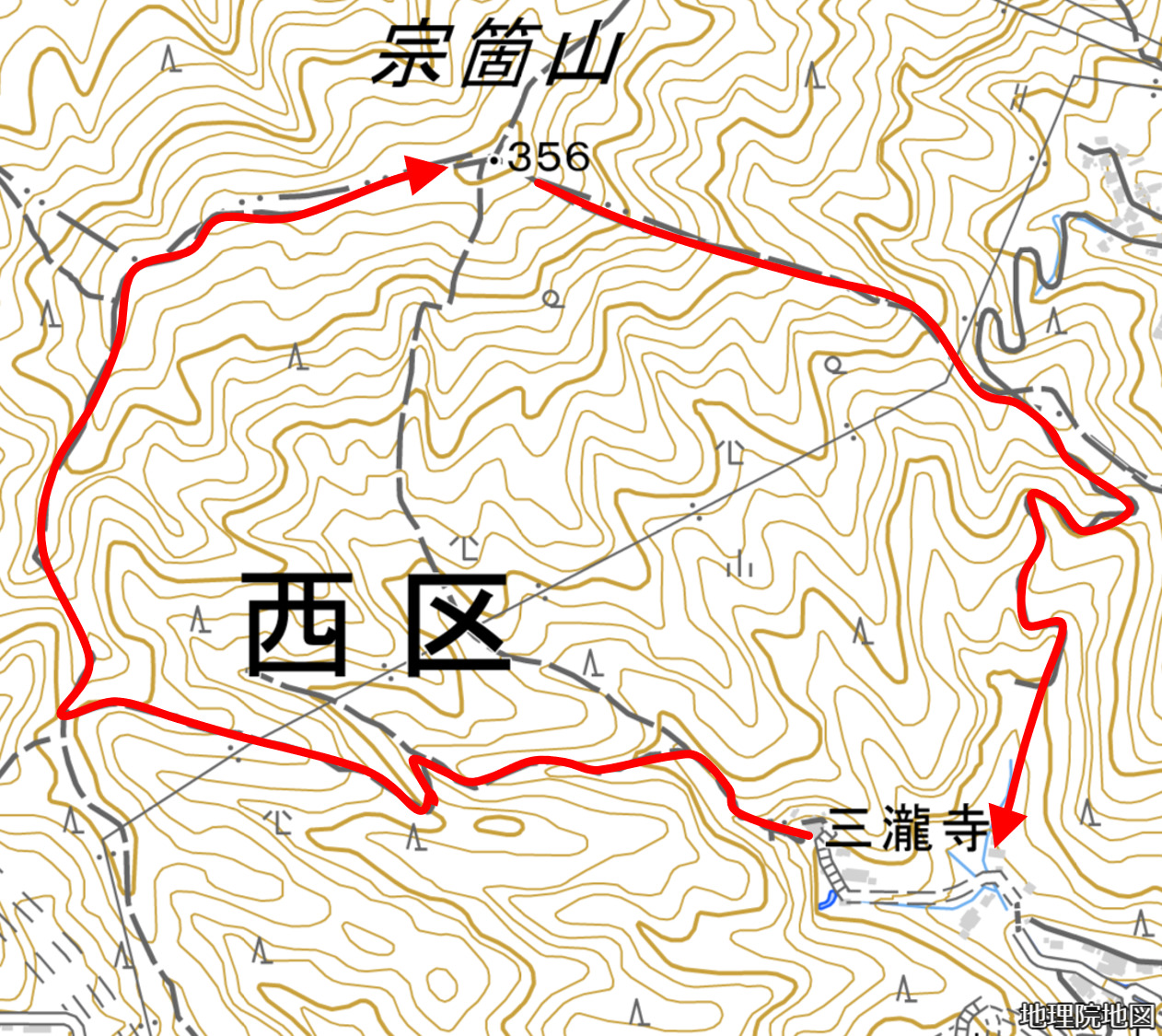 宗箇山のルート図