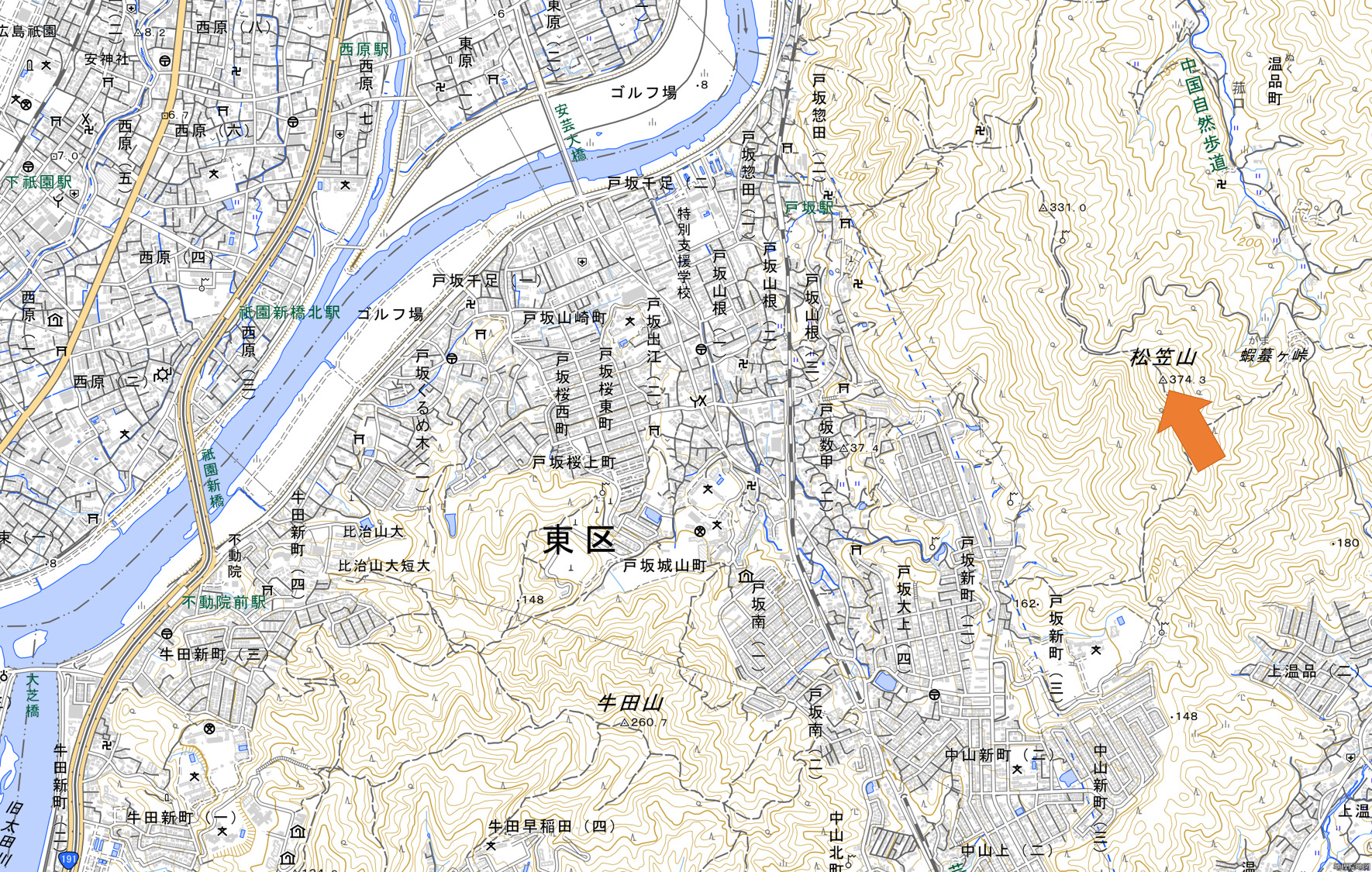 松笠山の位置図