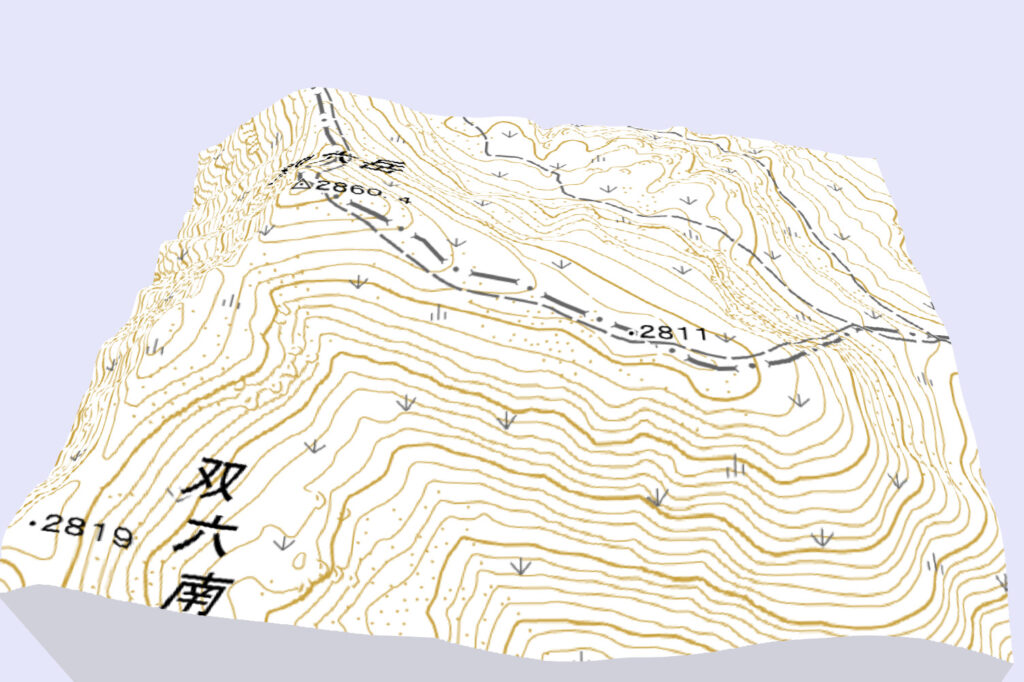 双六岳の3D地形図