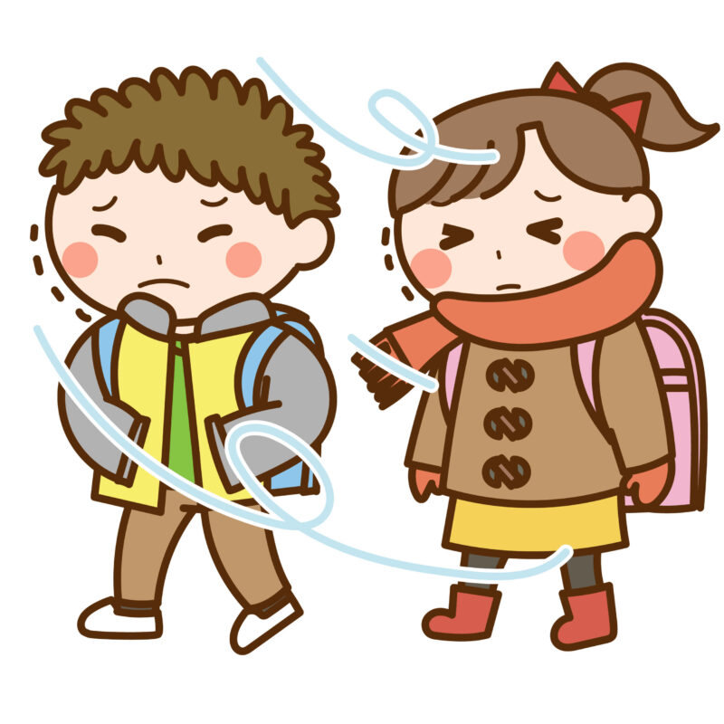 寒がる子どもたち