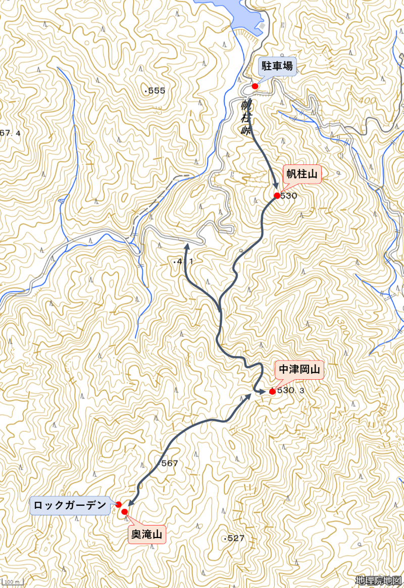 奥滝山ルート図